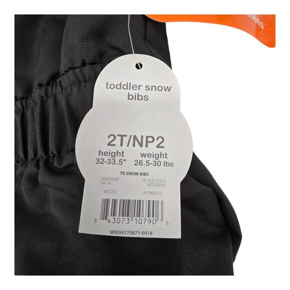 Wonder Nation Toddler Snow Bibs 2T Black Reinforced Knees Durable Fabric NWT - Picture 4 of 5
